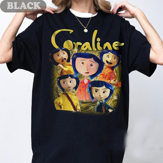 Limited Coraline Movie T-shirt, Halloween Movie T-shirt, Gift for Woman and Man Unisex T-shirt, Coraline Sweatshirt, Dreaming Tunnel to Parallel World Color Sweatshirt Hoodie, Halloween Crewneck Sweatshirt, Famous Horror Movies Tshirt