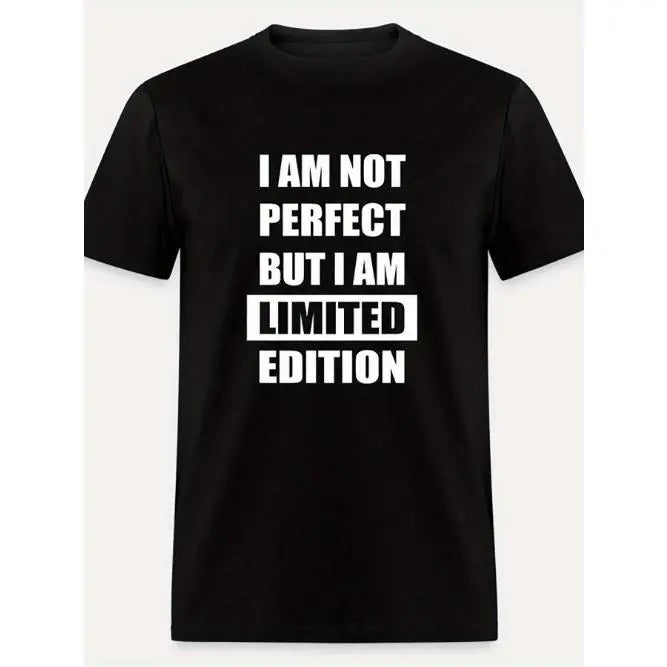 Limited Edition 5846 - Humorous Graphic Tee for Men - Short Sleeve, Black, Funny Quote, High-Quality Fabric, Casual Wear,...