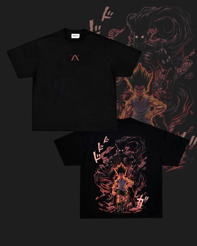 Limited Edition Monster Adult Gon Freecss Hunter x Hunter Anime Double Printed Oversize Lightweight Tee, Gift For Anime...