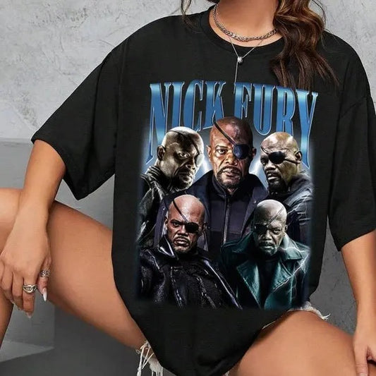 Limited Nick Fury Vintage T-Shirt, Gift for Woman and Man Unisex T-Shirt Oversized Top Womenswear Original