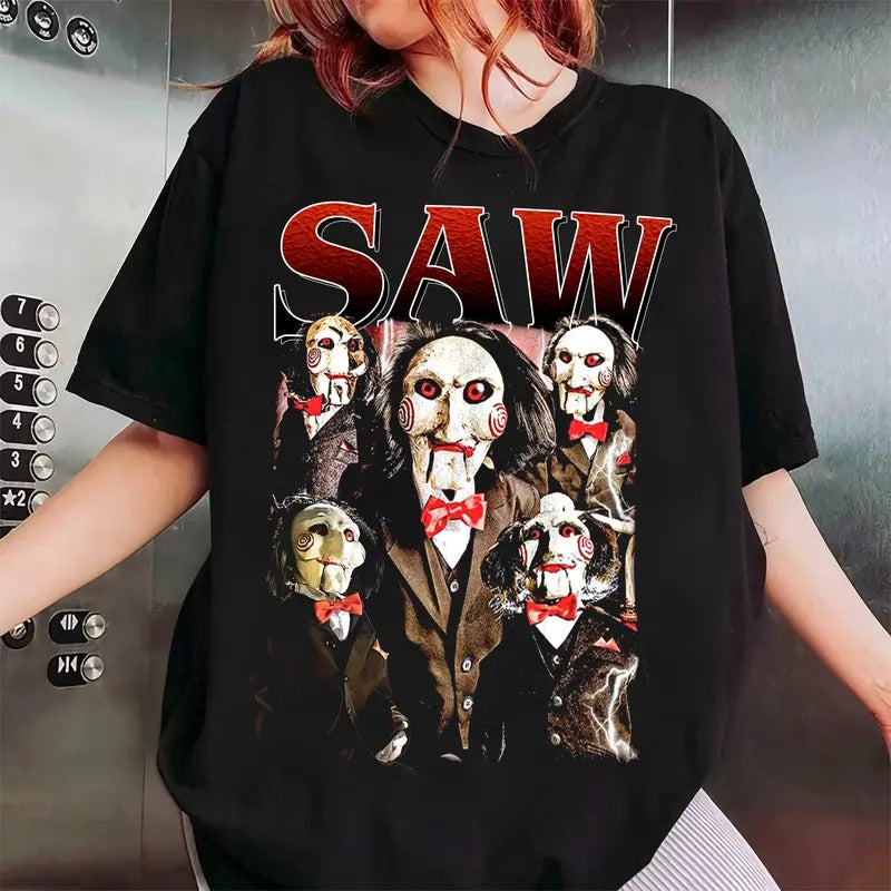Limited SAWW H0rr0r Movie Vintage T-Shirt, Shirt Gift for Women Gunpla brand Men Unisex T-Shirt Cotton Medium Tshirt...