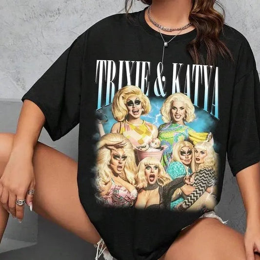 Limited Trixie and Katya Vintage T-Shirt, Gift For Women and Man Unisex T-Shirt Oversized Top Womenswear Original
