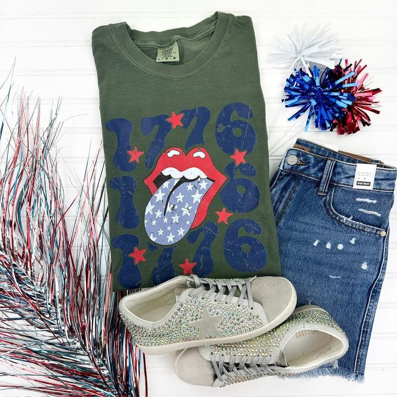 Lips 1776 Patriotic Comfort Colors T-Shirt 'NLB' Hoodie, Sweatshirt | DripVista.com