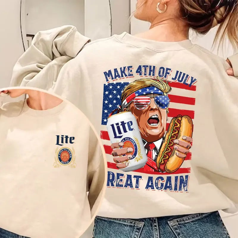 Lite Trump Make 4th of July Great Again Shirt, Sweatshirt, Hoodie | DripVista.com