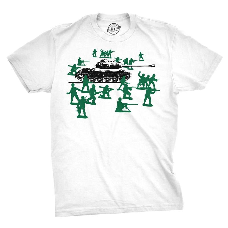 Little Green Army Men T Shirt Vintage Funny Logo Shirts Military Novelty Toy Tee Mens Funny T Shirts Cool Tees Soft...