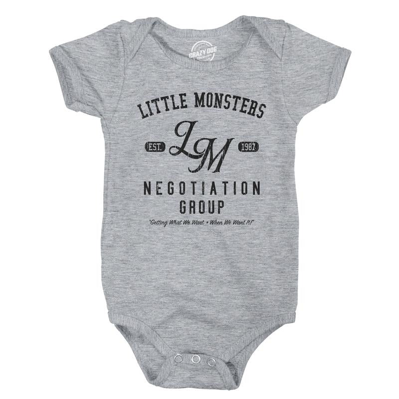 Little Monsters Negotiation Group Baby Bodysuit Funny Sarcastic Graphic Novelty Jumper for Infants Funny Baby Onesies...