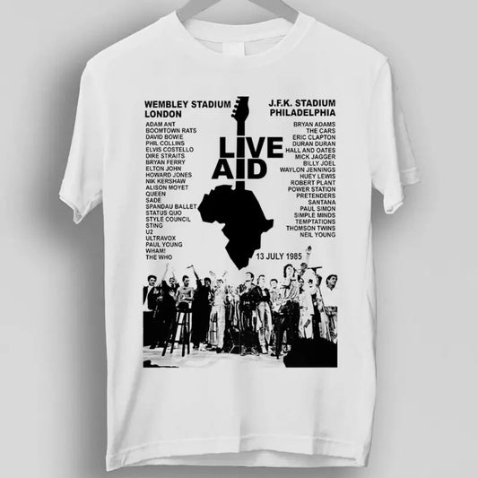 Live Aid Concert Music Gig Event Live 1985 Wembley 80s Gift Tee T Shirt,