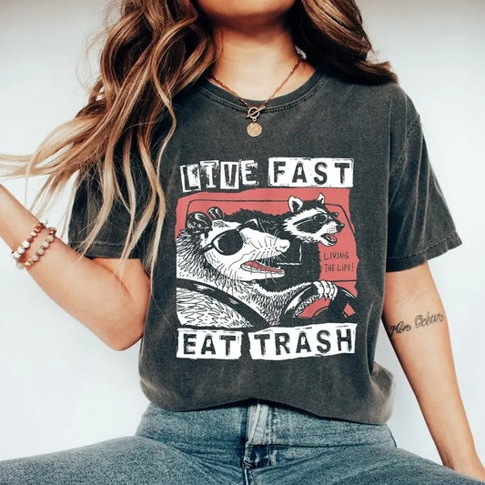 Live Fast Eat Trash Comfort Colors T-shirt, Racoon Meme Tee, Funny Racoon Sweater, Funny Trash Panda Shirt, Racoon Shirt, Funny Animal Gift