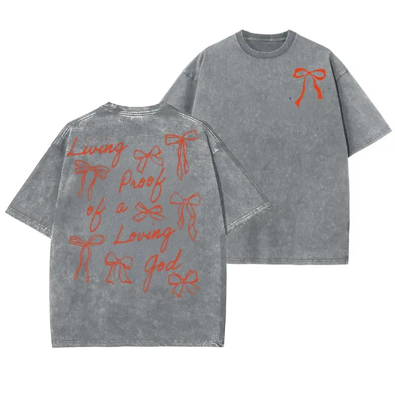 Living Proof Of A Loving God Unisex Washed T-Shirt Top Hoodie, Sweatshirt | DripVista.com