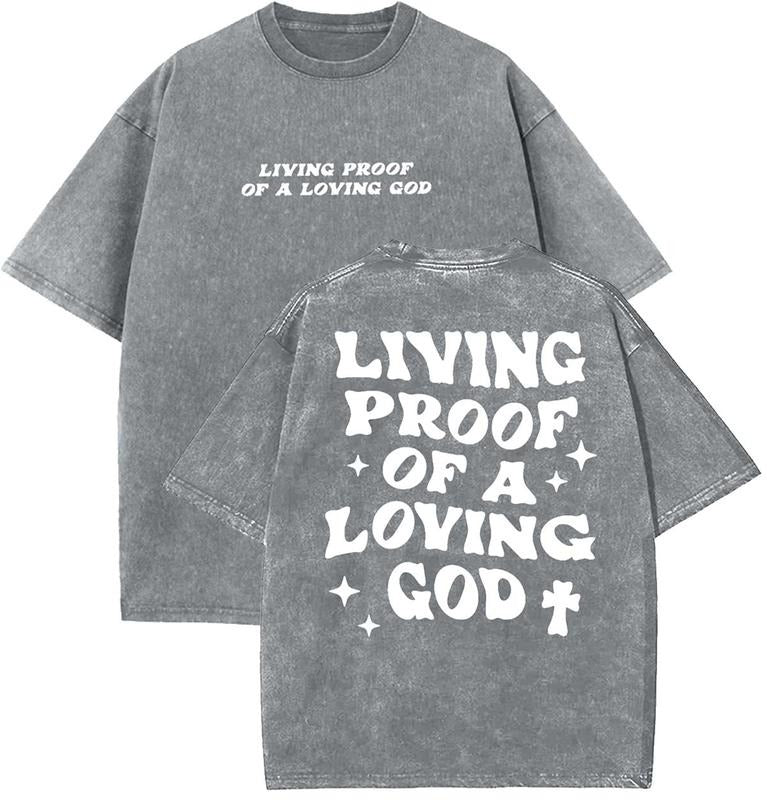 Living Proof Of A Loving God Unisex Washed T-Shirt, Christian t shirts, Vintage 90s Graphic Tee, Gift Top Womenswear...