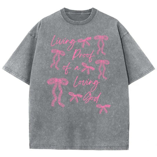 Living Proof Of Loving God Unisex Washed T-Shirt, Christian t shirts, Christian Jesus  t shirts, Vintage 90s Graphic Tee Gift Cotton Top Womenswear