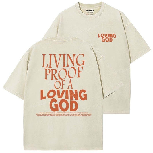 Living Proof Of Loving God Unisex Washed T-Shirt, Christian t shirts, Vintage 90s Graphic Tee, Gift Top Womenswear Cotton