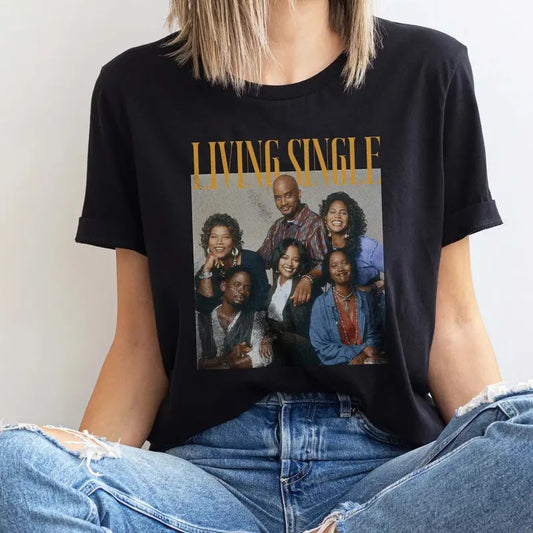 Living Single 90s TV Show Tee, Rainbow Retro UNISEX Living Single T-shirt, Maxine Khadijah Regine Synclaire Overton Kyle Graphic Shirt