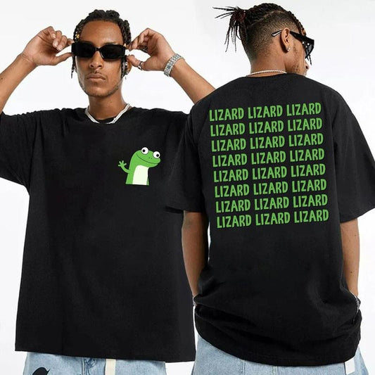 Lizard Funny Meme Two Sides Tshirt, Viral Meme Lizard Shirt, Funny Weirdcore Y2k Aesthetic Gift, Unisex Short Sleeve Tee, Graphic Round Neck Tee
