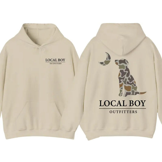Local Boy Outfitters Camo Dog 2 Sided Hoodie T-Shirt, Gift For Men, Trendy Shirt