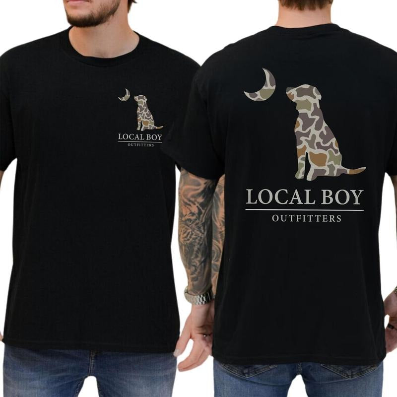 Local Boy Outfitters Camo Dog Shirt Soft Fabric Short Sleeve Shirt Cotton Top Menswear Hoodie, Sweatshirt | DripVista.com