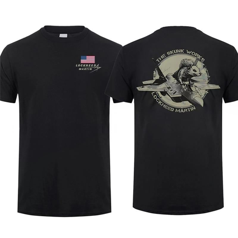 Lockheed Martin Project Skunk Stand Pocket monsters F-22 Raptor 2 Sided T-Shirt, Unisex Short Sleeve Casual 100% Cotton,...