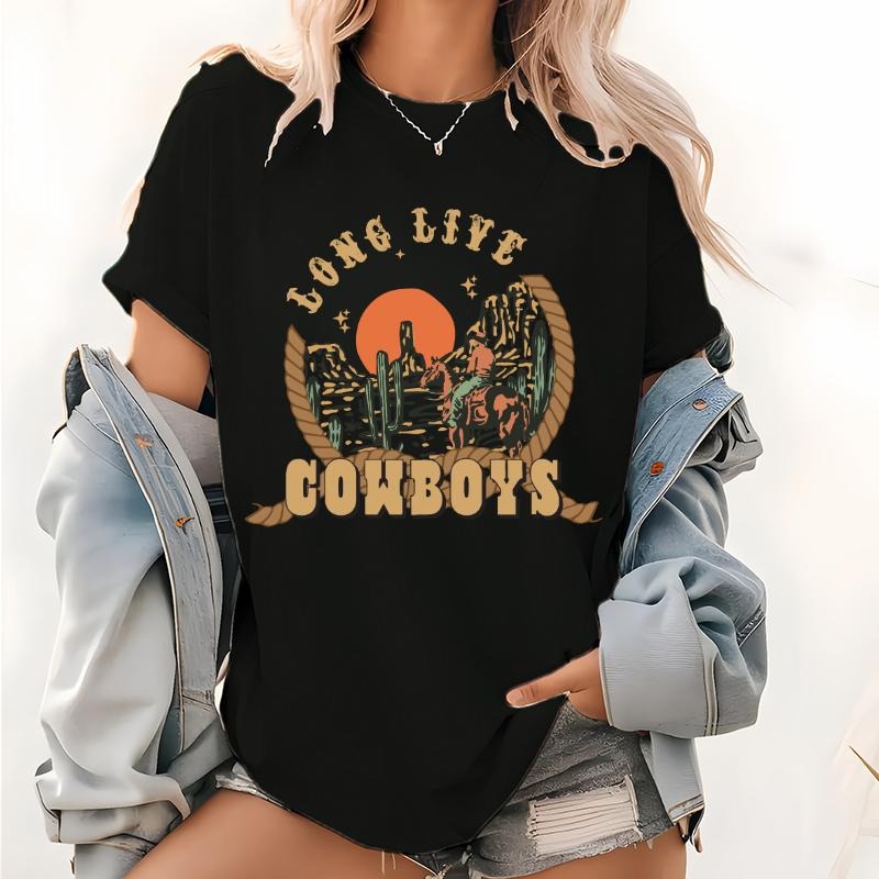 Long Live Cowboys Toddler Print Lightsaber brand Shirt, Vintage Western Pattern Tops, Retro Desert Tee, Short Sleeve...