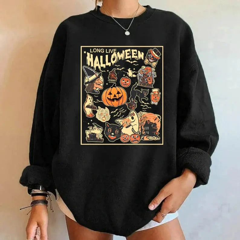 Long Live Halloween Sweater, Retro Halloween Shirt, Vintage Halloween Shirt, Retro Halloween Sweatshirt, Fall Sweater,...