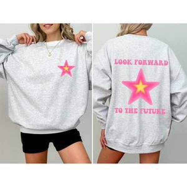 Look Forward To The Future, Retro, Aesthetic, Y2K Sweatshirt, Women's Crew Neck, Crewneck T-Shirts, Hoodie | DripVista.com