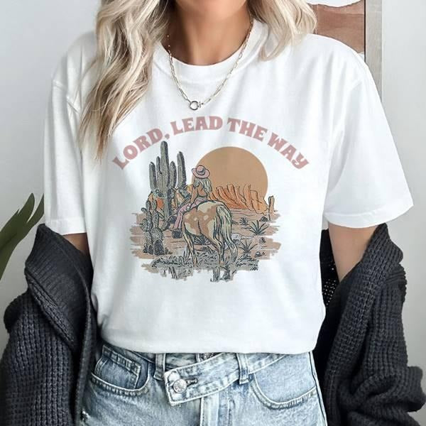 Lord Lead the Way Shirt Boho Christian Bible Verse Shirt Religious Shirt, Jesus Shirt Christian Gift Hoodie, Sweatshirt