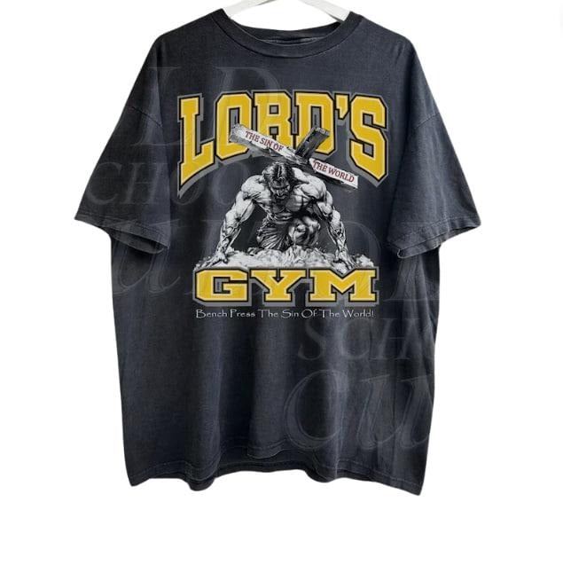 Lords Gym Vintage 90s Graphic Shirt, Jesus Pump Cover Shirt, Bench Press The Sin Of The World, Retro Gym Wear, Christian...