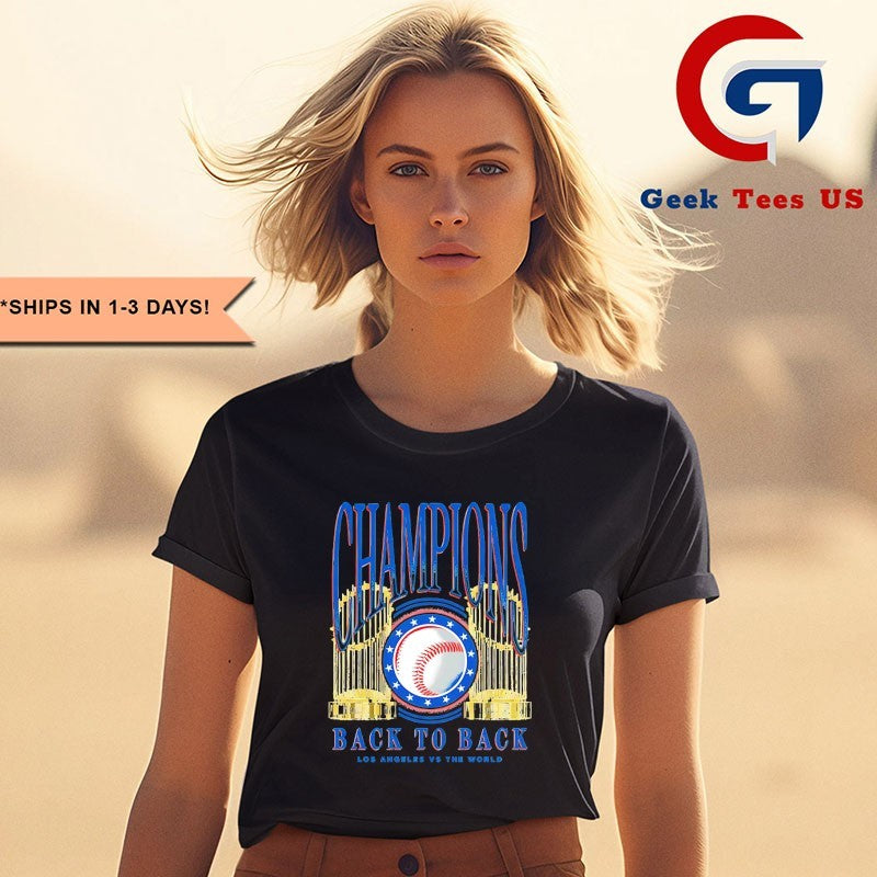 Los Angeles Dodgers 2025 MLB World Series Champions Back To Back trophies shirt