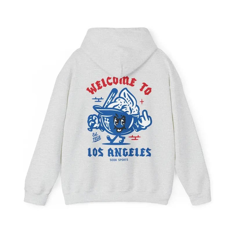 Los Angeles Dodgers Unisex Heavy Blend Hooded Sweatshirt, Welcome To LA Est 1958, Baseball Sport Hoodie, Shirt 4K429