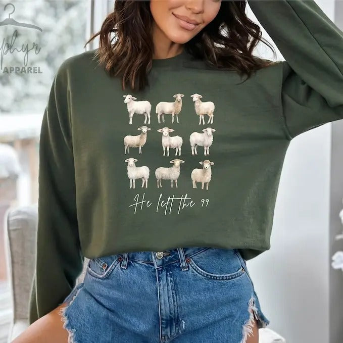 Lost Sheep Sweatshirt, Jesus Left The 99 To Rescue Me Sweatshirt, The Lord Is My Shepherd Sweatshirt, Psalm 23 Hoodie,...