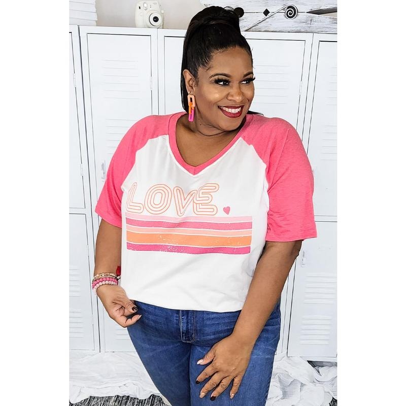 Love Stripes V-Neck T-Shirt Sleeve Top Hoodie, Sweatshirt | DripVista.com
