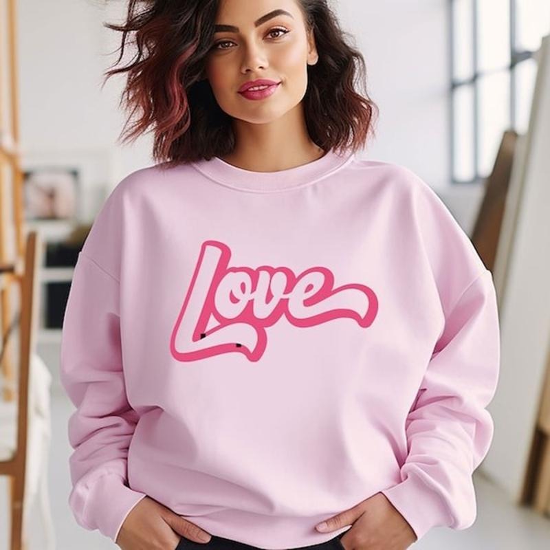 Love Valentines Women's Sweatshirt Long Sleeve Casual T-Shirts, Hoodie | DripVista.com