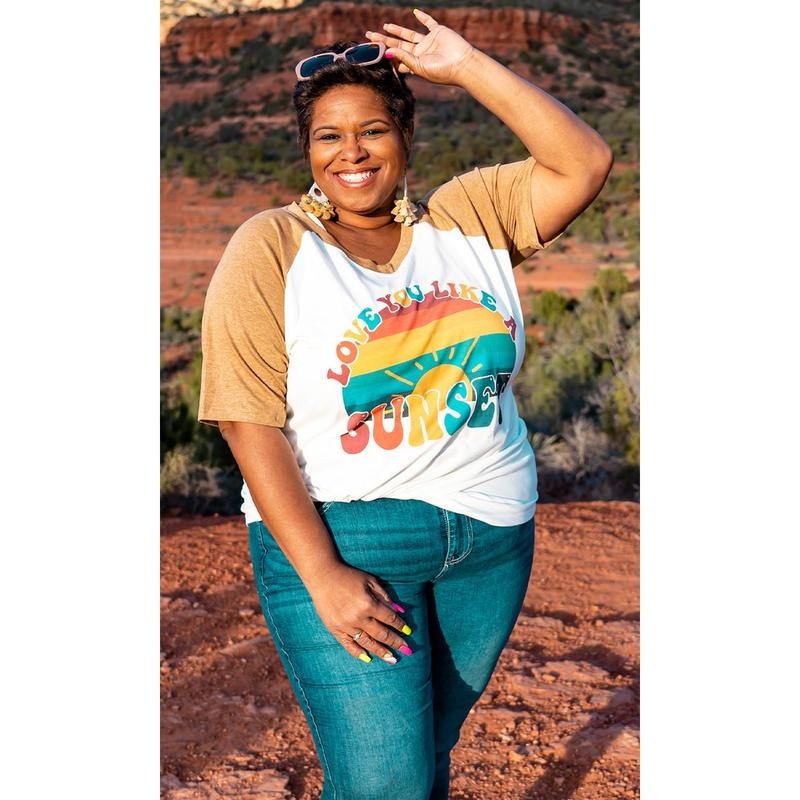 Love you Like a Sunset V-Neck Knit Spandex T-Shirts, Hoodie, Sweatshirt | DripVista.com