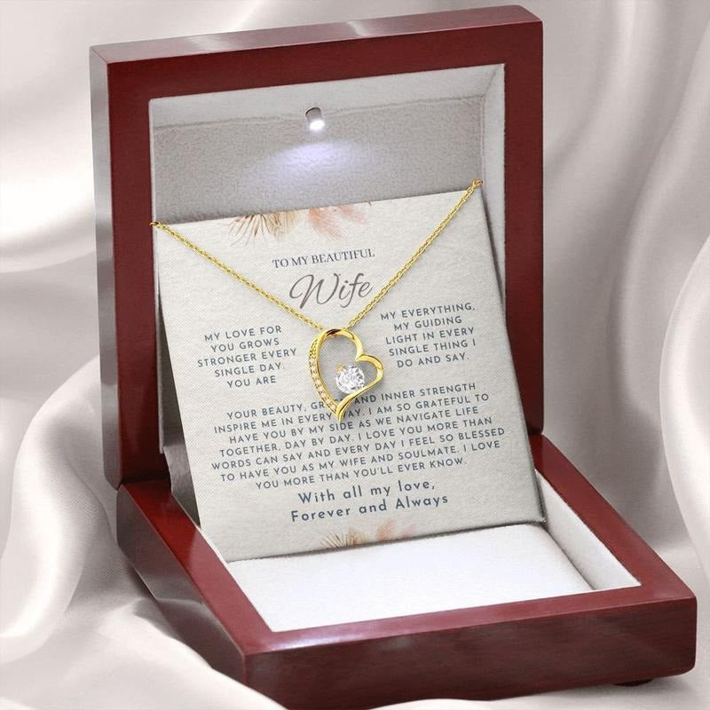 Lovely To My Beautiful Wife' Necklace with Message Card - Perfect Anniversary and Valentine's Day Gift, Thoughtful...