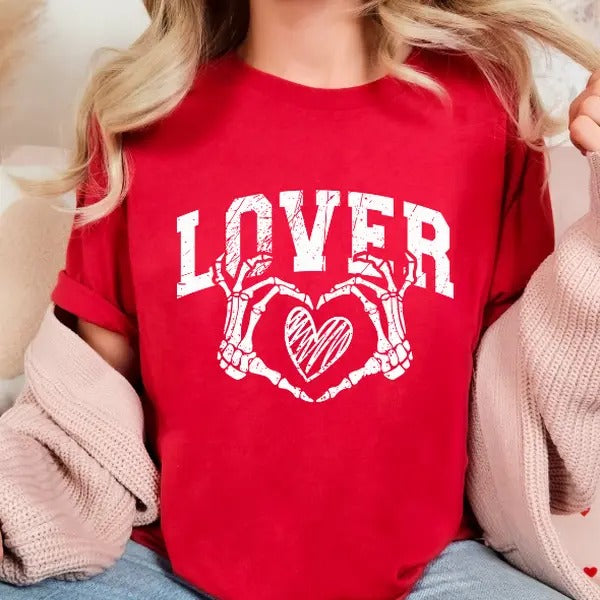 Lover Distressed Skeleton Hands with Heart Valentines Day Unisex softstyle T-shirt Fit Top Hoodie, Sweatshirt | DripVista.com