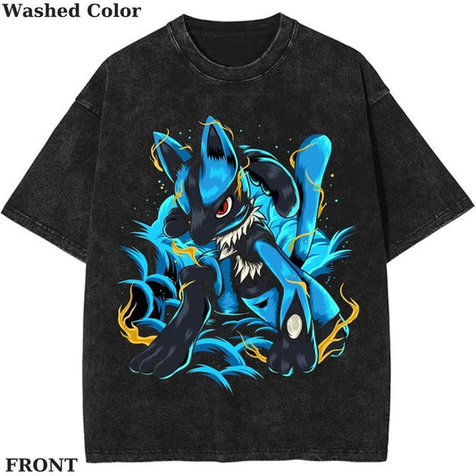 Lucario Legendary Pokemon Graphic T-Shirt, Pokemon T-Shirt, PKM Shirt, Anime Funny Shirt, Vintage Tee Streetwear Shortsleeve Printed Womenswear Top