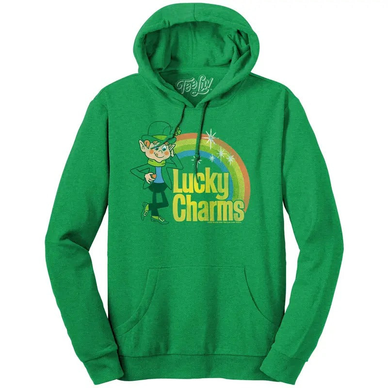Lucky Charms Vintage Lucky the Leprechaun Logo Hooded Sweatshirt - Kelly Green