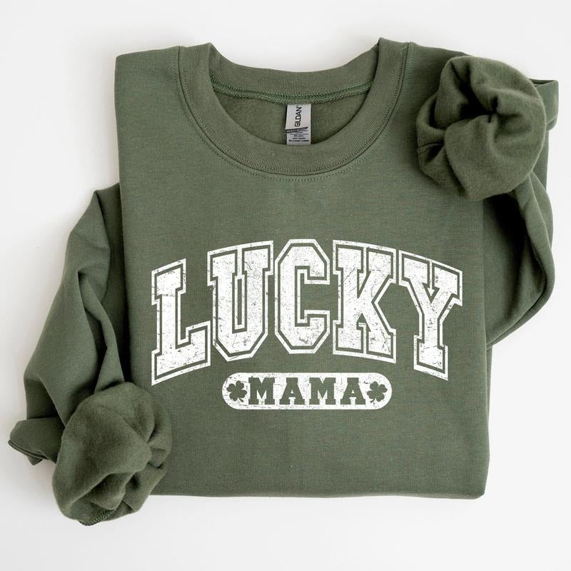 Lucky Mama, Retro, St Patrick's Day Sweatshirt T-Shirts, Hoodie | DripVista.com