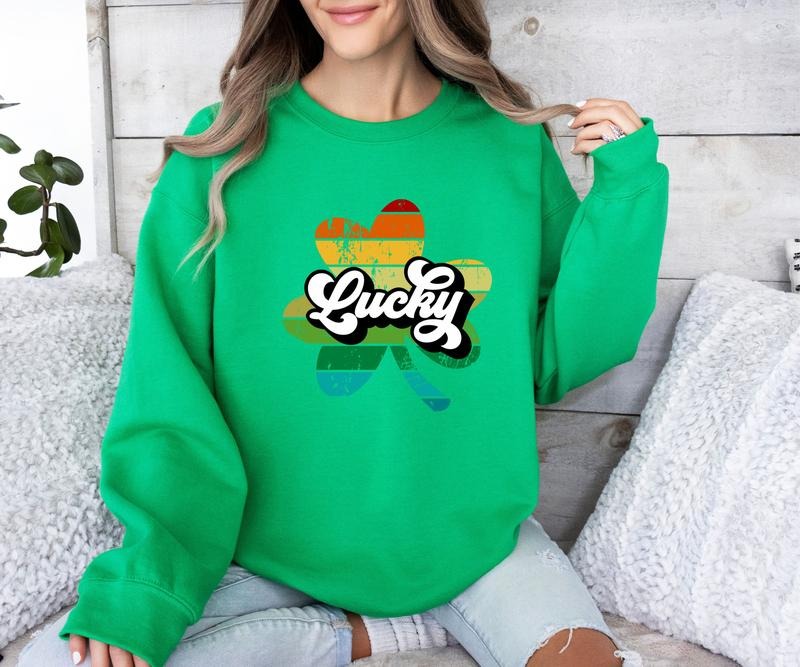Lucky shamrock Crewneck Sweatshirt T-Shirts, Hoodie | DripVista.com