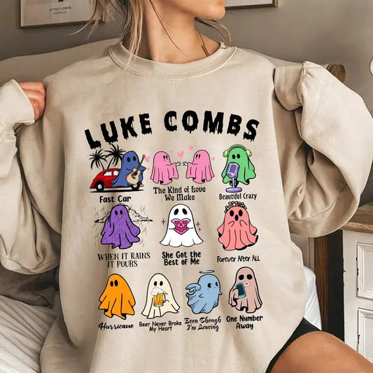 Lukes Combs Ghost Halloween Shirt Halloween Music Tee Shirt Concert Gift For Men Women, Horror Halloween Shirt, Sweatshirt, Hoodie