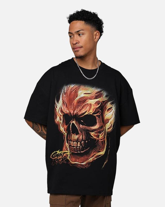 M4rvel Ghost Rider Big Head Vintage Heavyweight T-Shirt Black Trending Movie T shirt Vintage 90s T-shirt gift for Movie fans gift for him gift for her unisex T-shirt Urbanwear Shirt