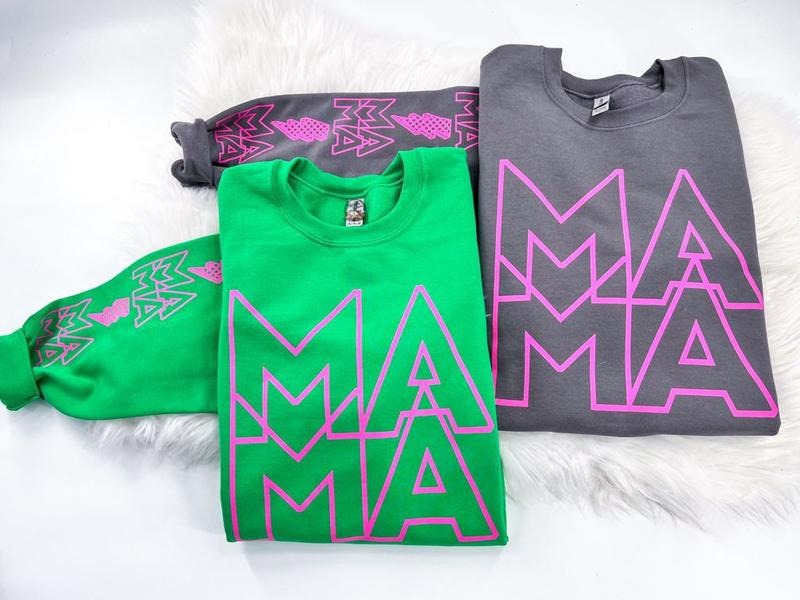 MAMA Sweatshirt with Sleeve Prints Womenswear Comfy Tops Unisex T-Shirts, Hoodie | DripVista.com