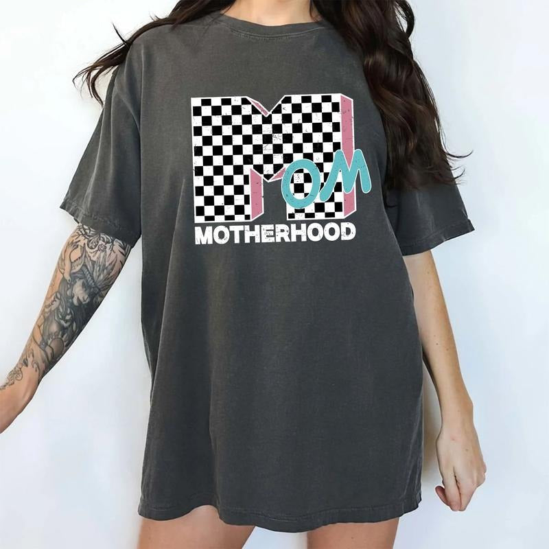 MAPTEES Checkered Mom Comfort Colors Shirt, Mom Life T-shirt, 90s Mama Graphic Tee, Motherhood Clothing, Gift For Wife,...