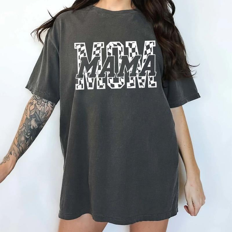 MAPTEES Checkered Mom Comfort Colors Shirt, Motherhood T-shirt, Mom Life Graphic Tee, 90s Mama Clothing, Mother's Day...
