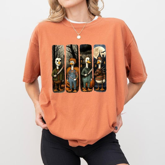 MAPTEES Funny Halloween Goose Comfort Colors Shirt, Horror Goose Graphic Tee, Just a Spooky Goose T-shirt, Horror Movies Lover Outfits