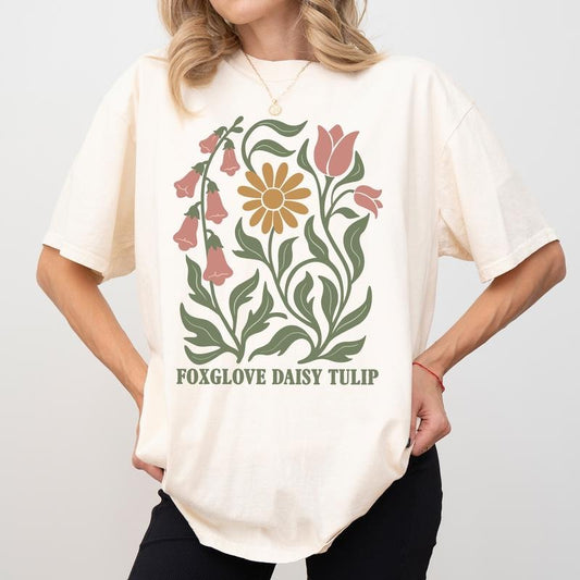 MAPTEES Subtle FDT Comfort Colors Shirt, Subtle Activist T-shirt, Foxglove Daisy Tulip Graphic Tee, Sarcastic Boho Floral Shirt, Liberal Feminist Tee