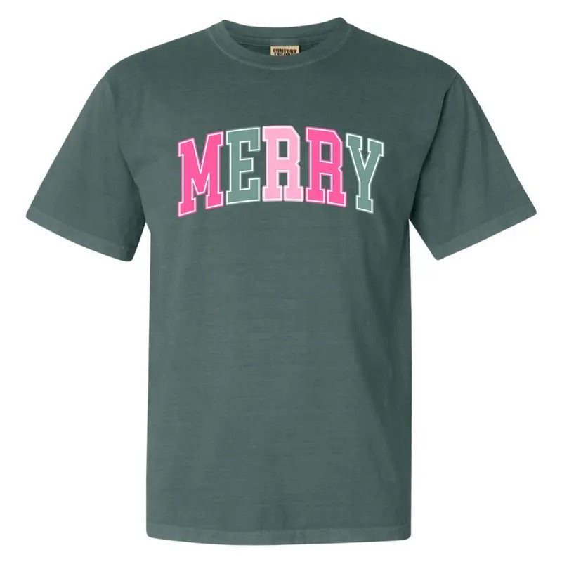 MERRY Varsity Letter Comfort Colors T-Shirt 'NLB' Hoodie, Sweatshirt | DripVista.com