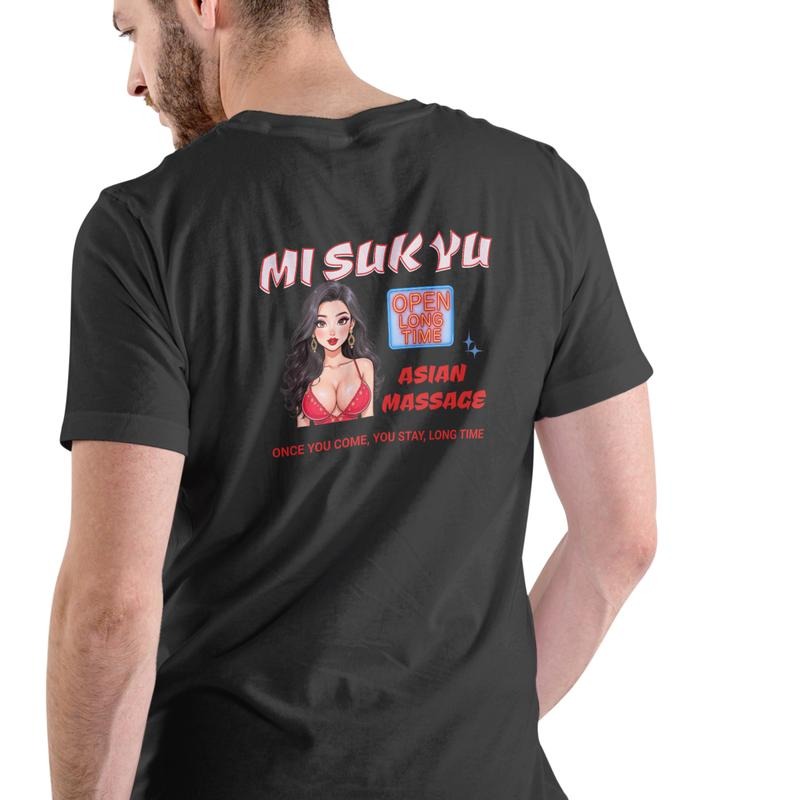 MI SUK YU ASIAN MASSAGE PARLOR T Shirt Unisex Cotton  Black Graphic Tee
