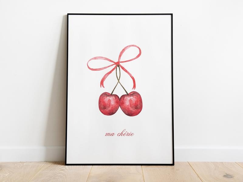 Ma Cherie Print, Coquette Bow Poster, Retro Quote Poster, Wall Decor Poster, Romantic Poster, Bow Poster, Coquette...