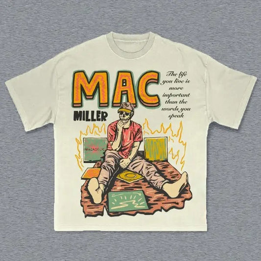 Mac Miller Skeleton T-Shirt, Mac Miller Graphic Tee, Music Rap Tee, Hip Hop, R&B, Y2k, Unisex T-Shirt, Gift For Men Women Menswear Top Streetwear