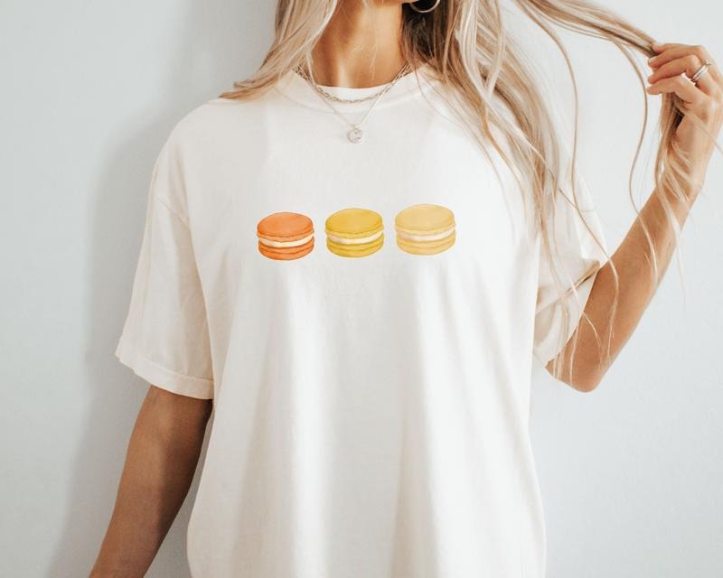 Macaron Sunset Shirt Cute Dessert Shirt French Aesthetic Foodie Shirt Cute Summer Tshirt Trending Graphic Tee Cute Tee